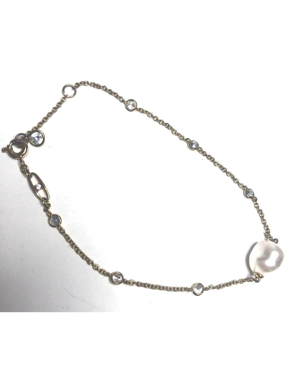 211 Eliot Danori Gold tone CZ & Pearl station bracelet 7.25" long $105